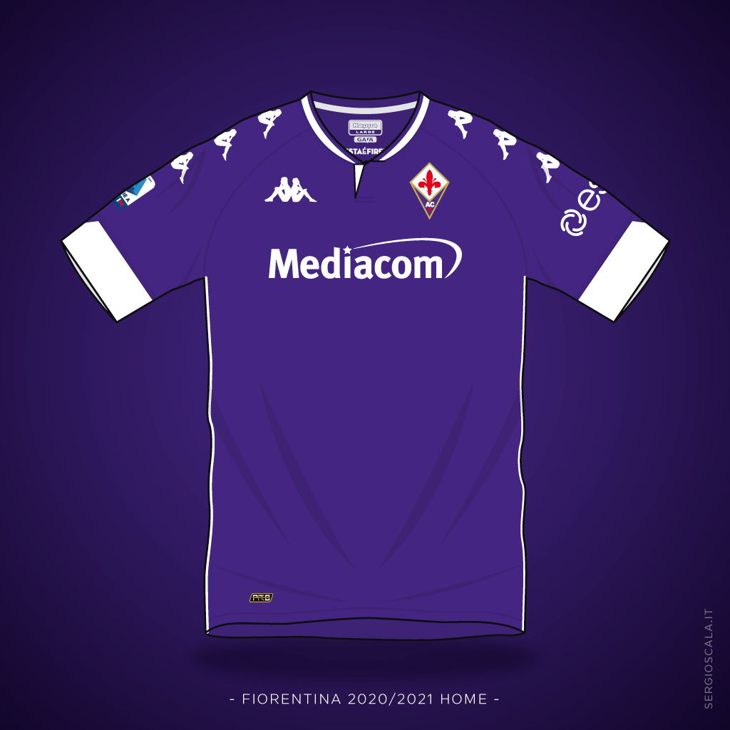 Vector illustration of Fiorentina 2020 2021 home shirt by Kappa