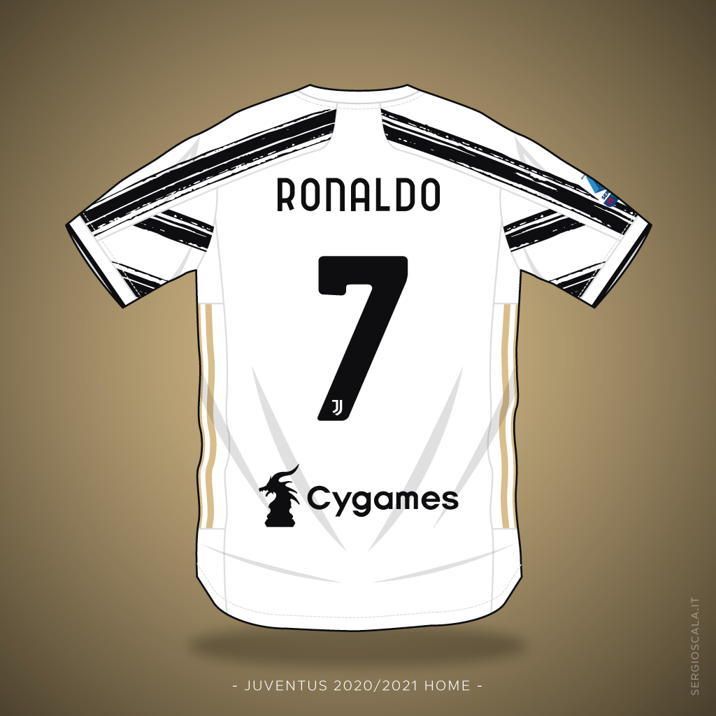 Vector illustration of Juventus 2020 2021 home shirt by Adidas