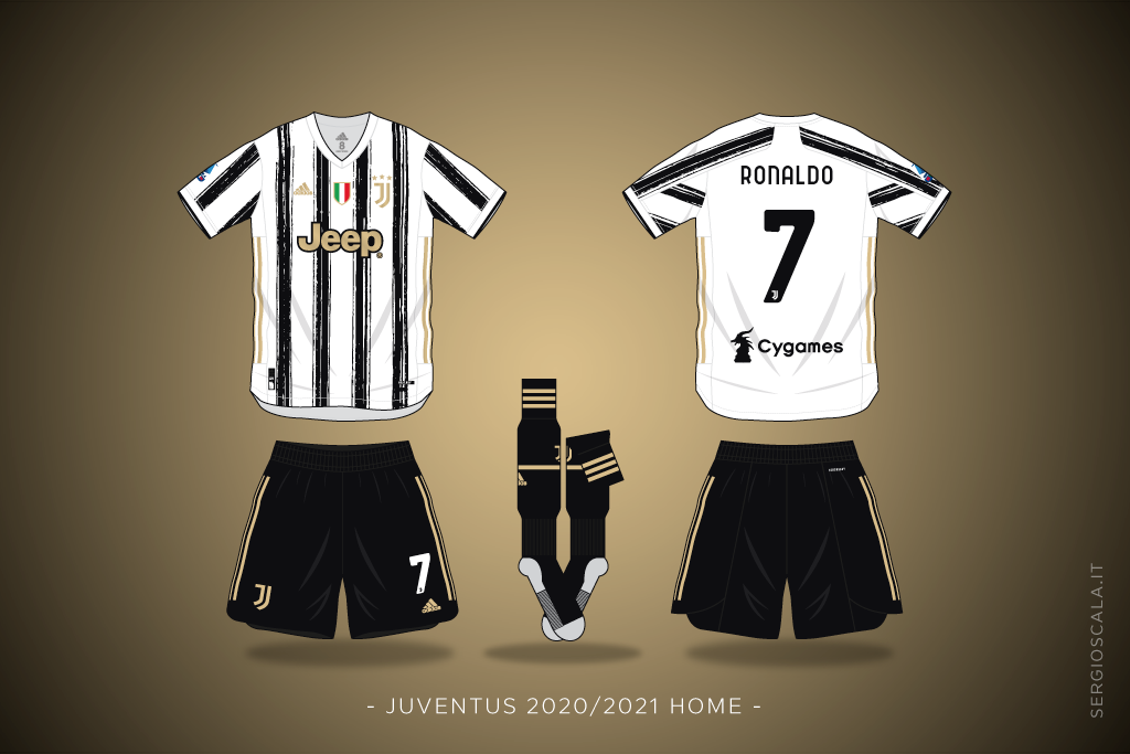 Vector illustration of Juventus 2020 2021 home shirt by Adidas