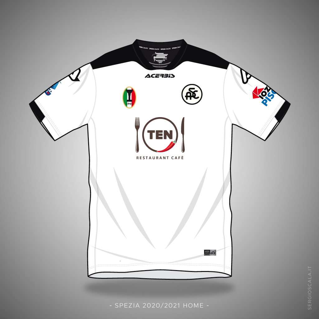 Vector illustration of Spezia 2020 2021 home shirt by Acerbis