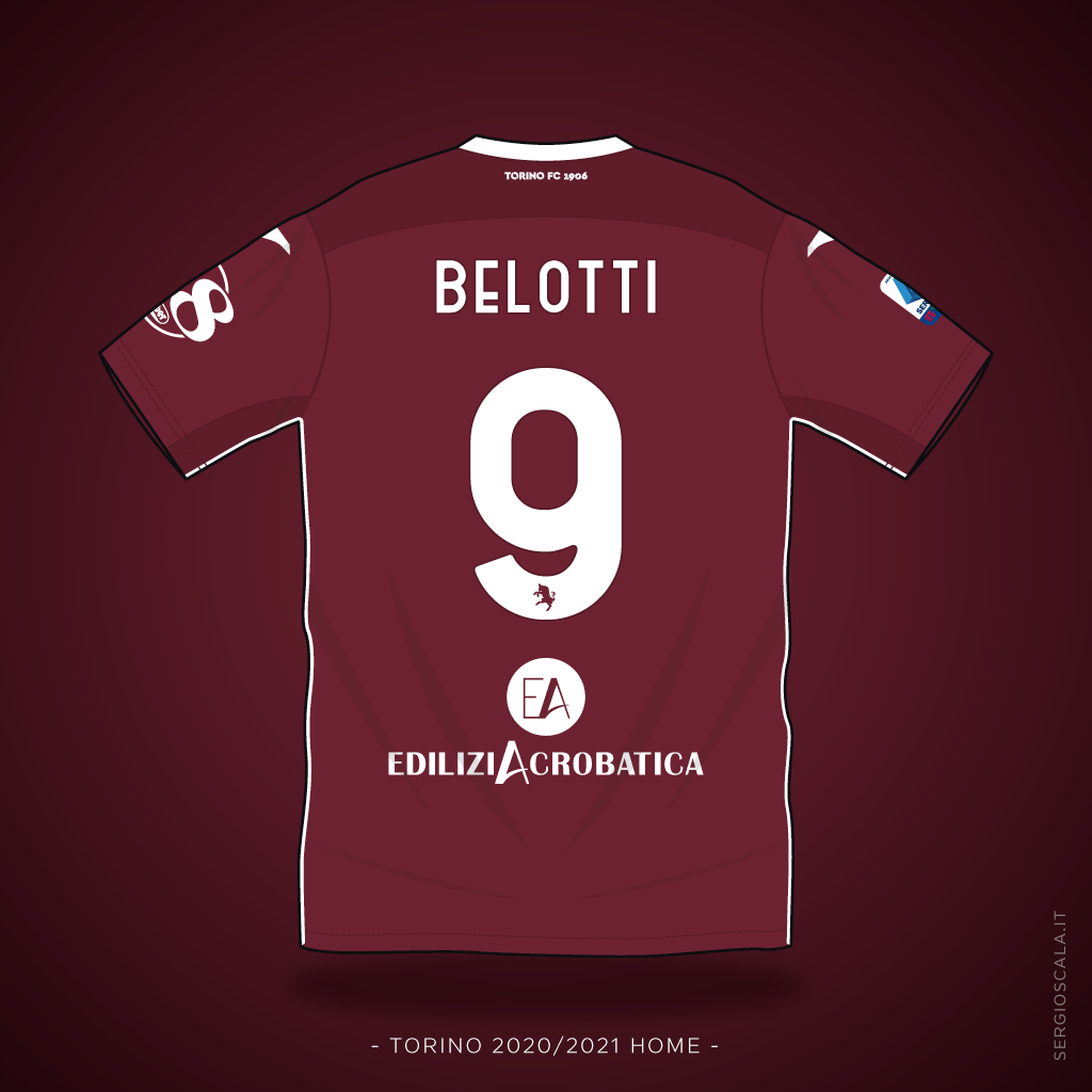 Vector illustration of Torino 2020 2021 home shirt by Joma