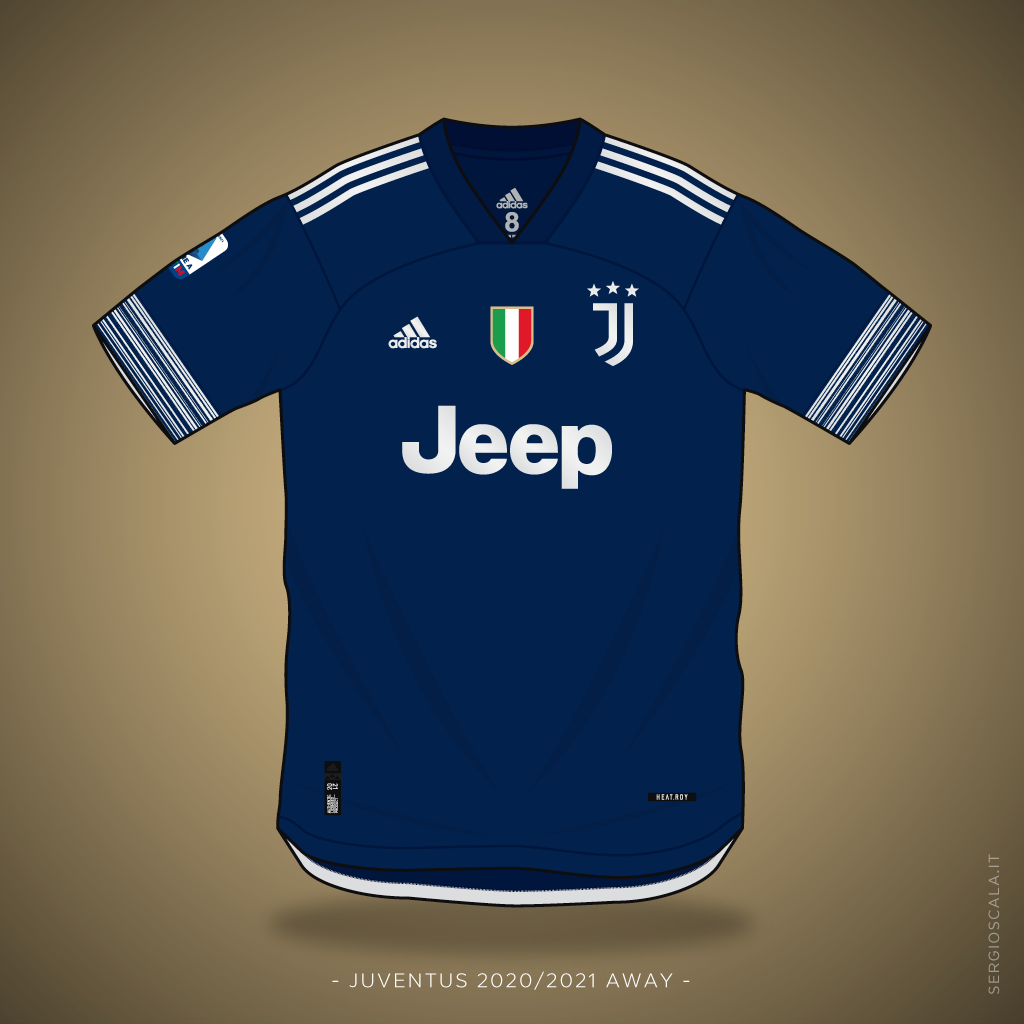 Vector illustration of Juventus 2020 2021 away shirt by Adidas