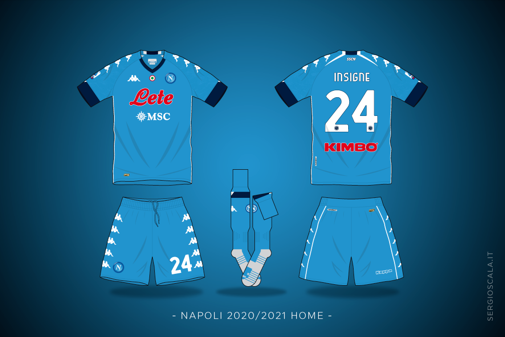 Vector illustration of Napoli 2020 2021 home shirt by Kappa