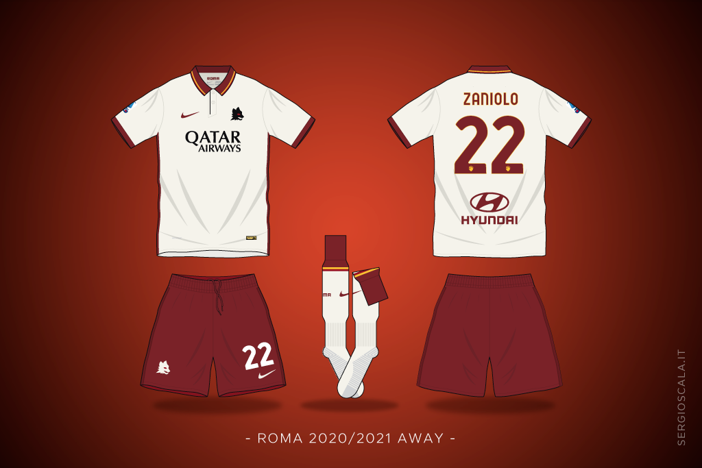 Vector illustration of Roma 2020 2021 away shirt by Nike