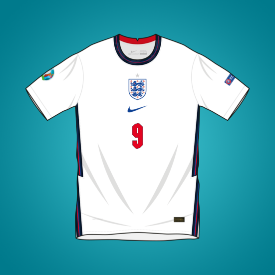 Vector illustration of England 2020 home shirt by Nike