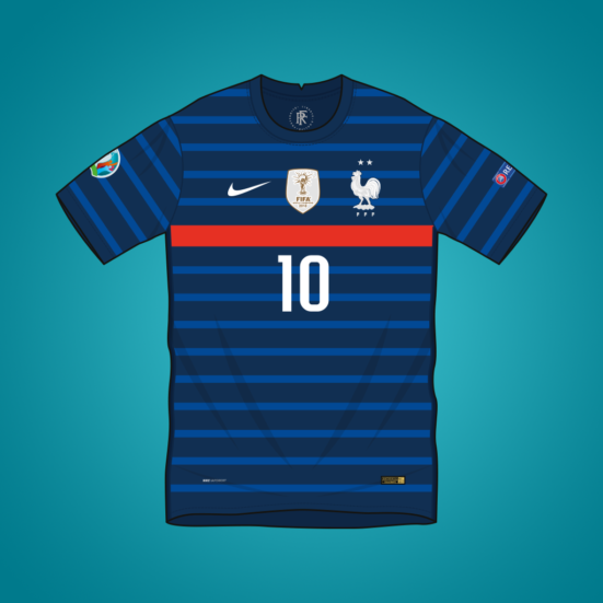 Vector illustration of France 2020 home shirt by Nike