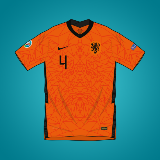 Vector illustration of Netherlands 2020 home shirt by Nike