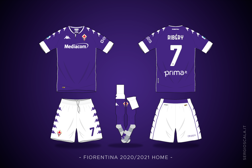 Vector illustration of Fiorentina 2020 2021 home shirt by Kappa