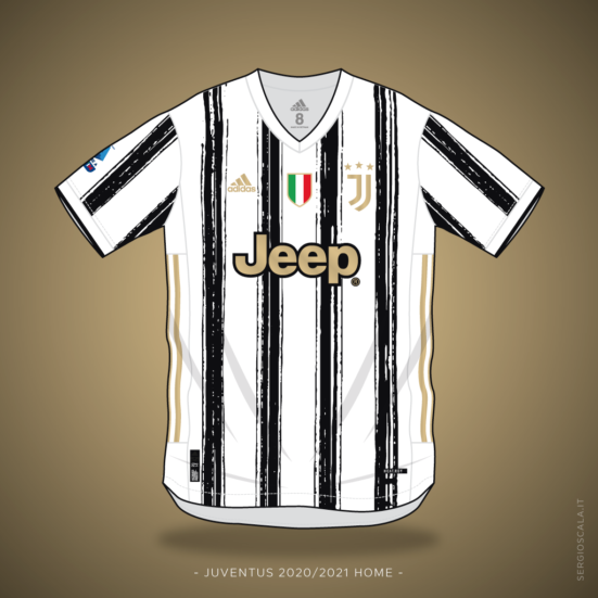 Vector illustration of Juventus 2020 2021 home shirt by Adidas