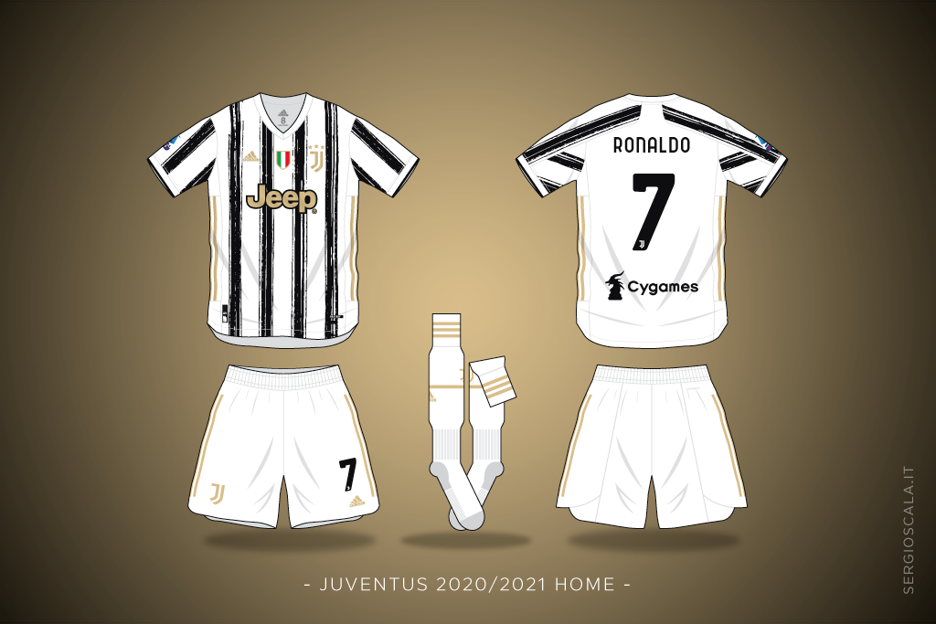 Vector illustration of Juventus 2020 2021 home shirt by Adidas