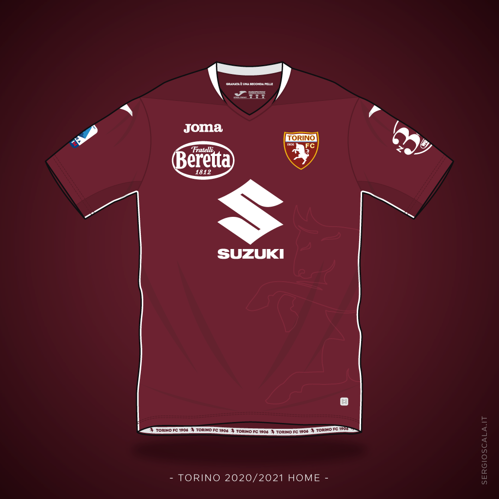 Vector illustration of Torino 2020 2021 home shirt by Joma