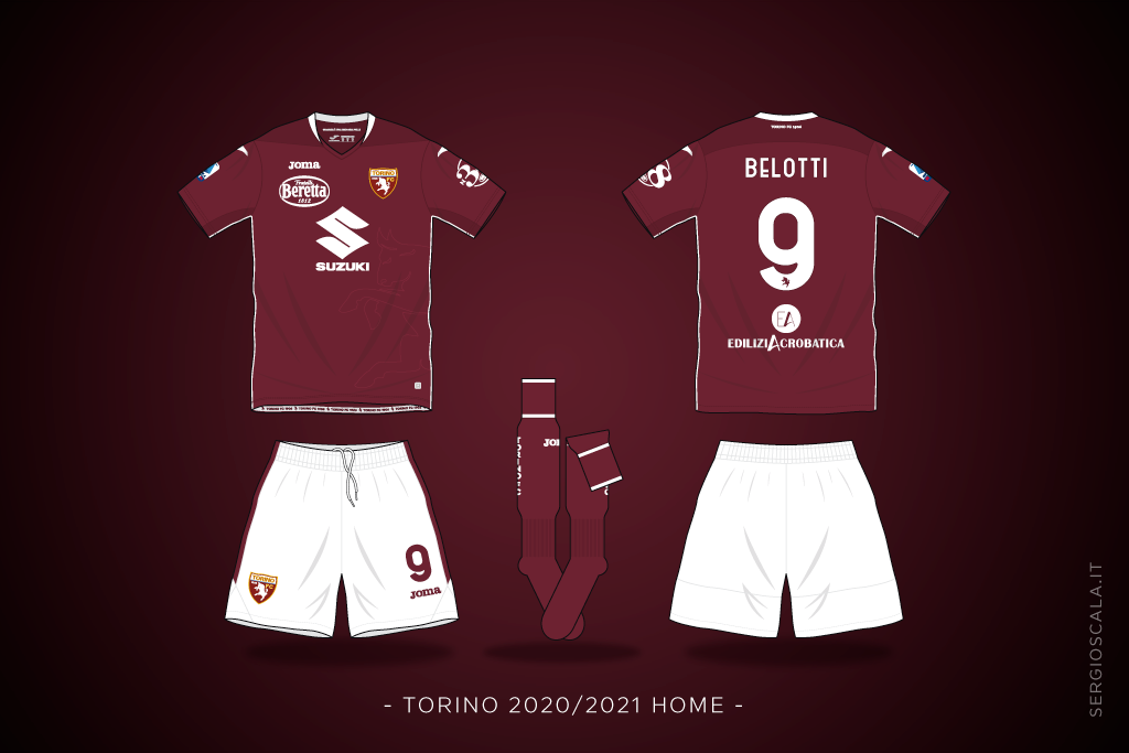 Vector illustration of Torino 2020 2021 home shirt by Joma