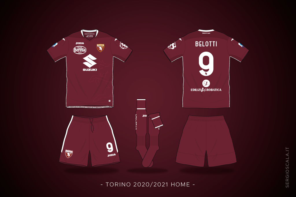 Vector illustration of Torino 2020 2021 home shirt by Joma