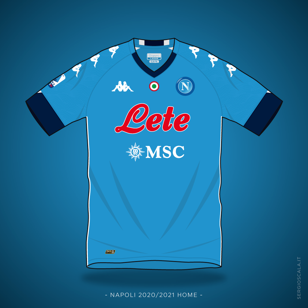 Vector illustration of Napoli 2020 2021 home shirt by Kappa