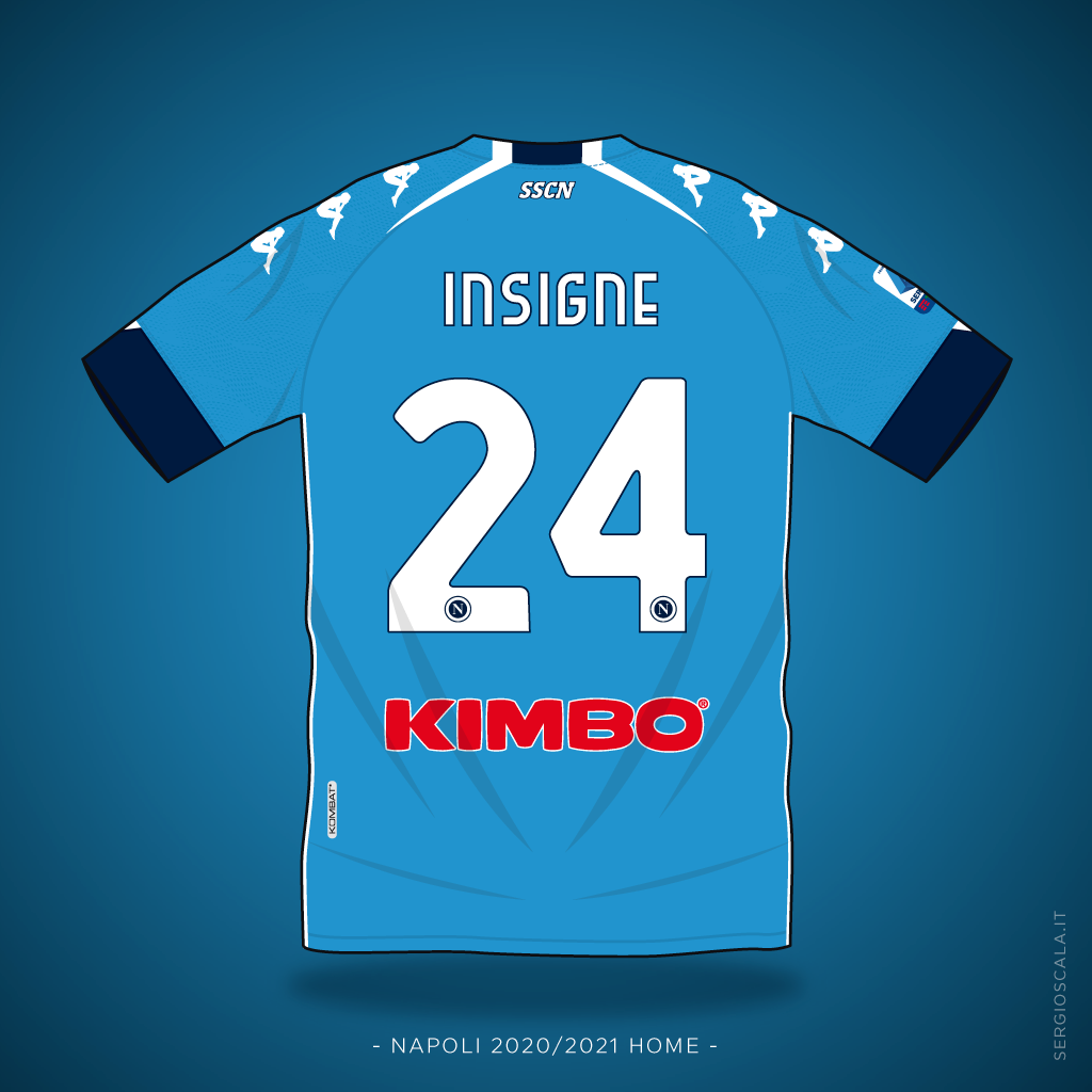 Vector illustration of Napoli 2020 2021 home shirt by Kappa