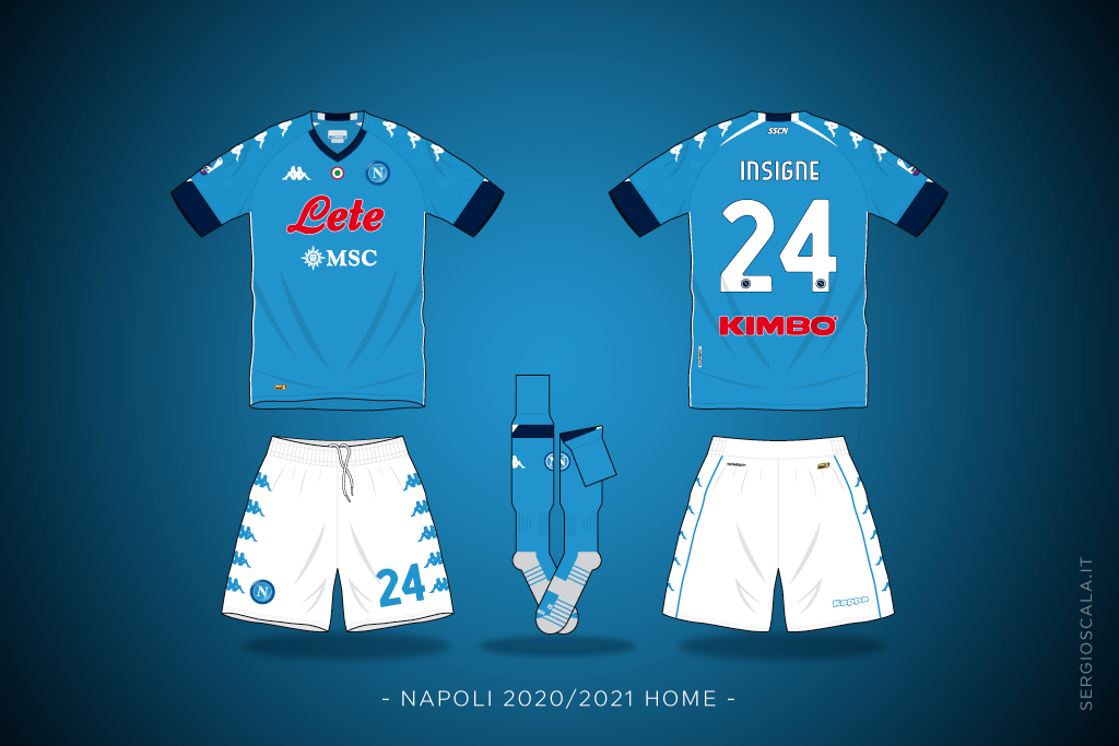 Vector illustration of Napoli 2020 2021 home shirt by Kappa