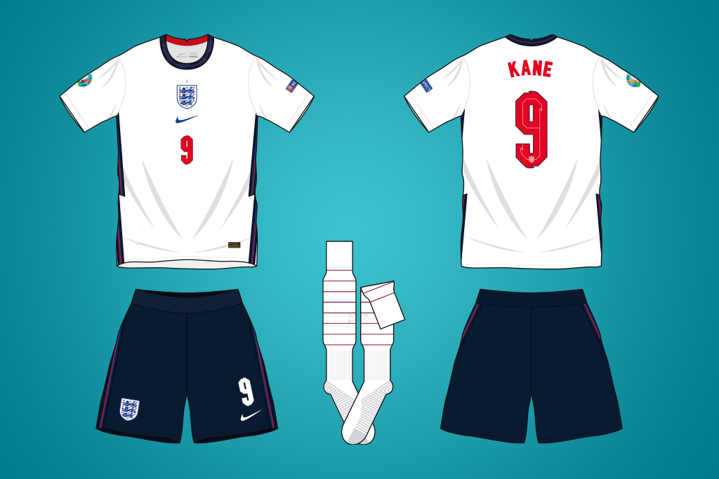 Vector illustration of England 2020 home shirt by Nike