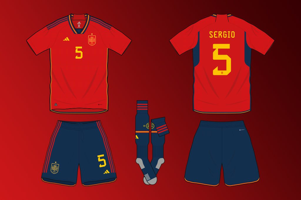 Spain home shirt illustration World Cup 2022