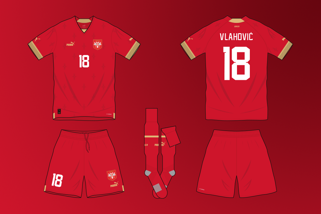 Serbia home shirt World Cup 2022